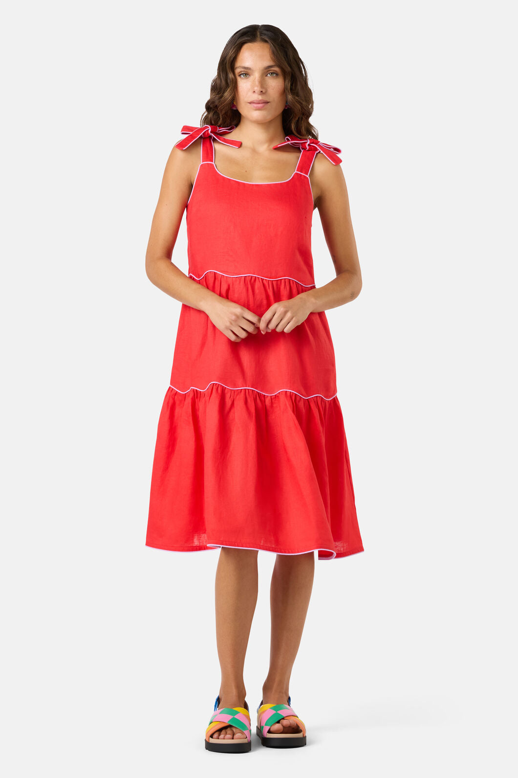 Gorman - Path Your Way Tiered Linen Dress - red