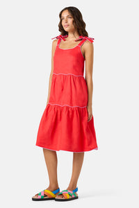 Gorman - Path Your Way Tiered Linen Dress - red