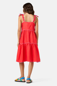 Gorman - Path Your Way Tiered Linen Dress - red