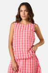 Gorman - Highland Check Ruched Tank - red
