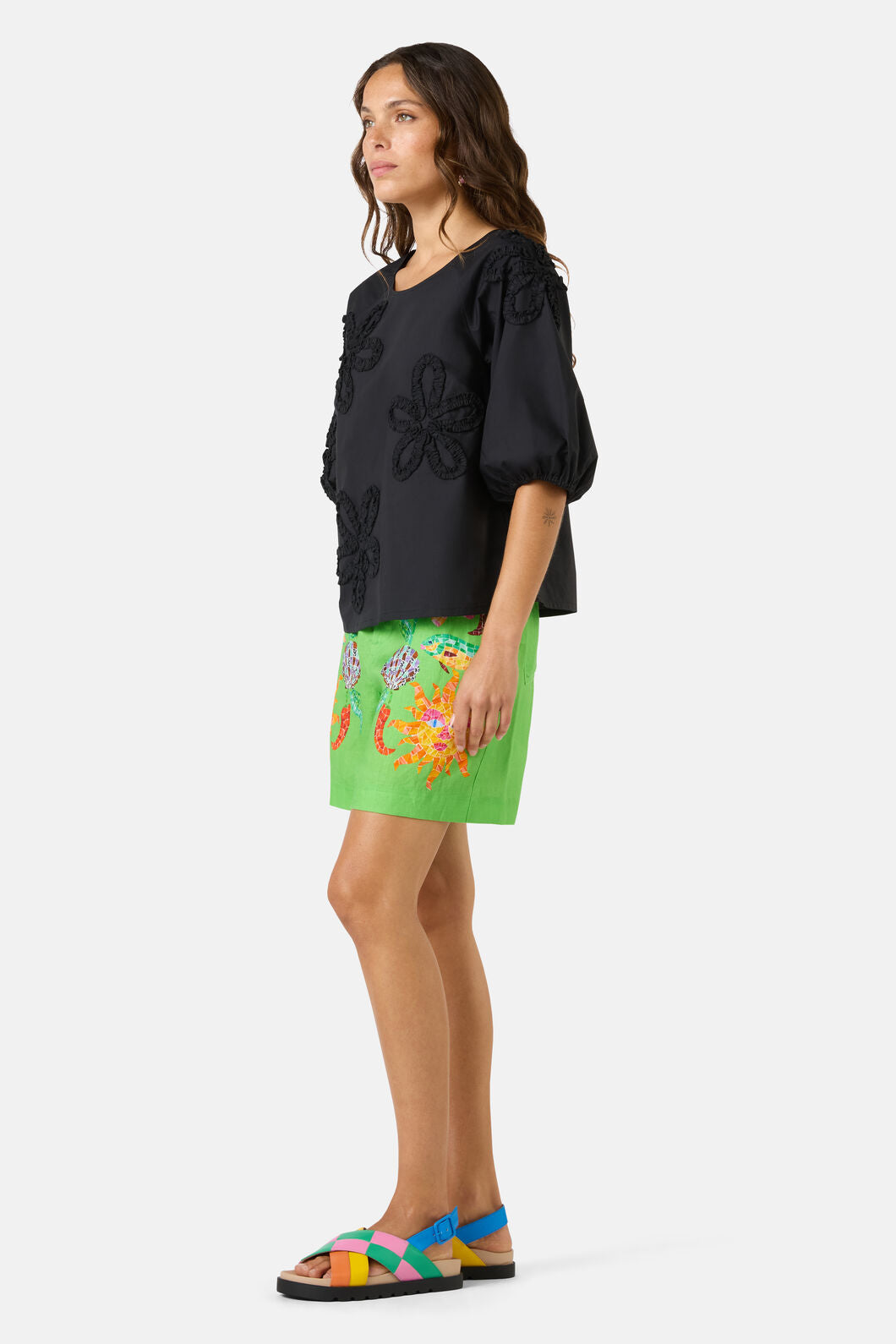 Gorman - Hi Flower Cotton Top - black