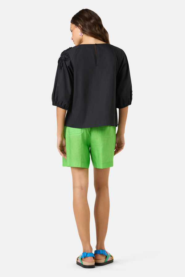Gorman - Hi Flower Cotton Top - black