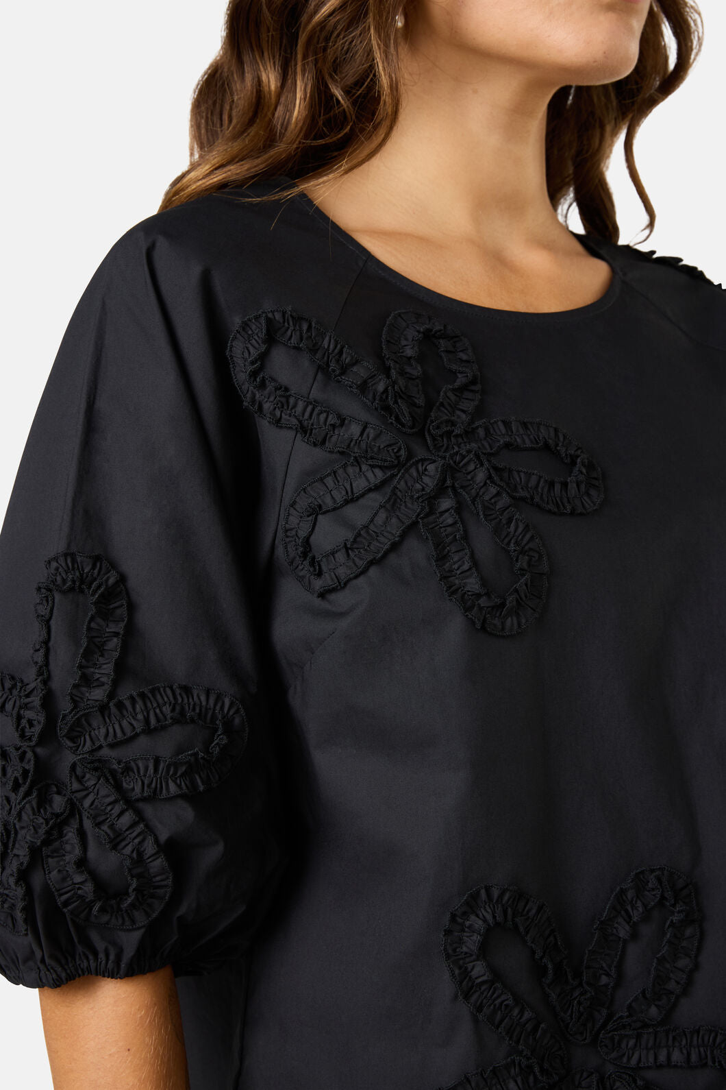 Gorman - Hi Flower Cotton Top - black
