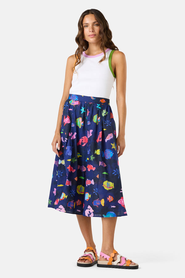 Gorman - Fish Ahoy Wide Leg Skort - print