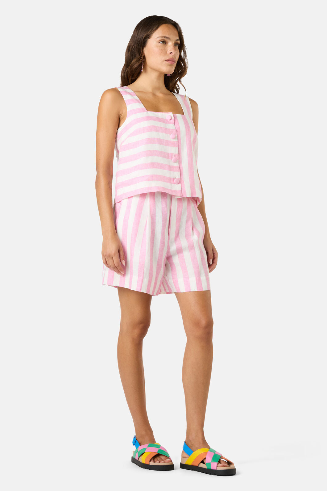 Gorman - Amara Stripe Linen Tank - pink