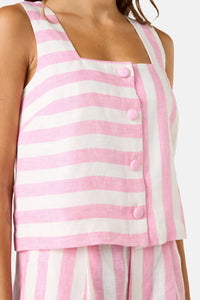 Gorman - Amara Stripe Linen Tank - pink
