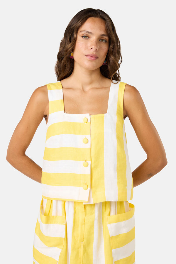 Gorman - Amara Stripe Linen Tank - yellow