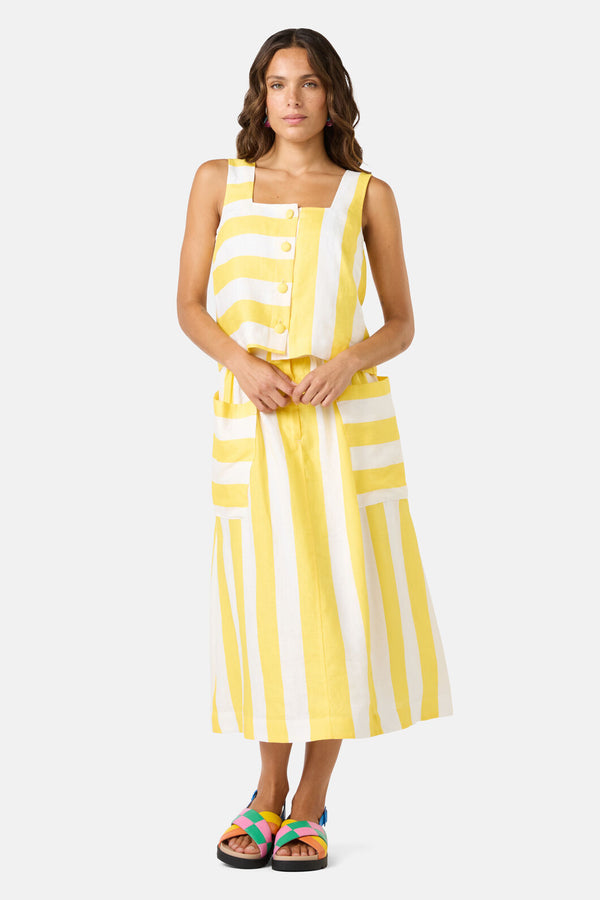 Gorman - Amara Stripe Linen Tank - yellow