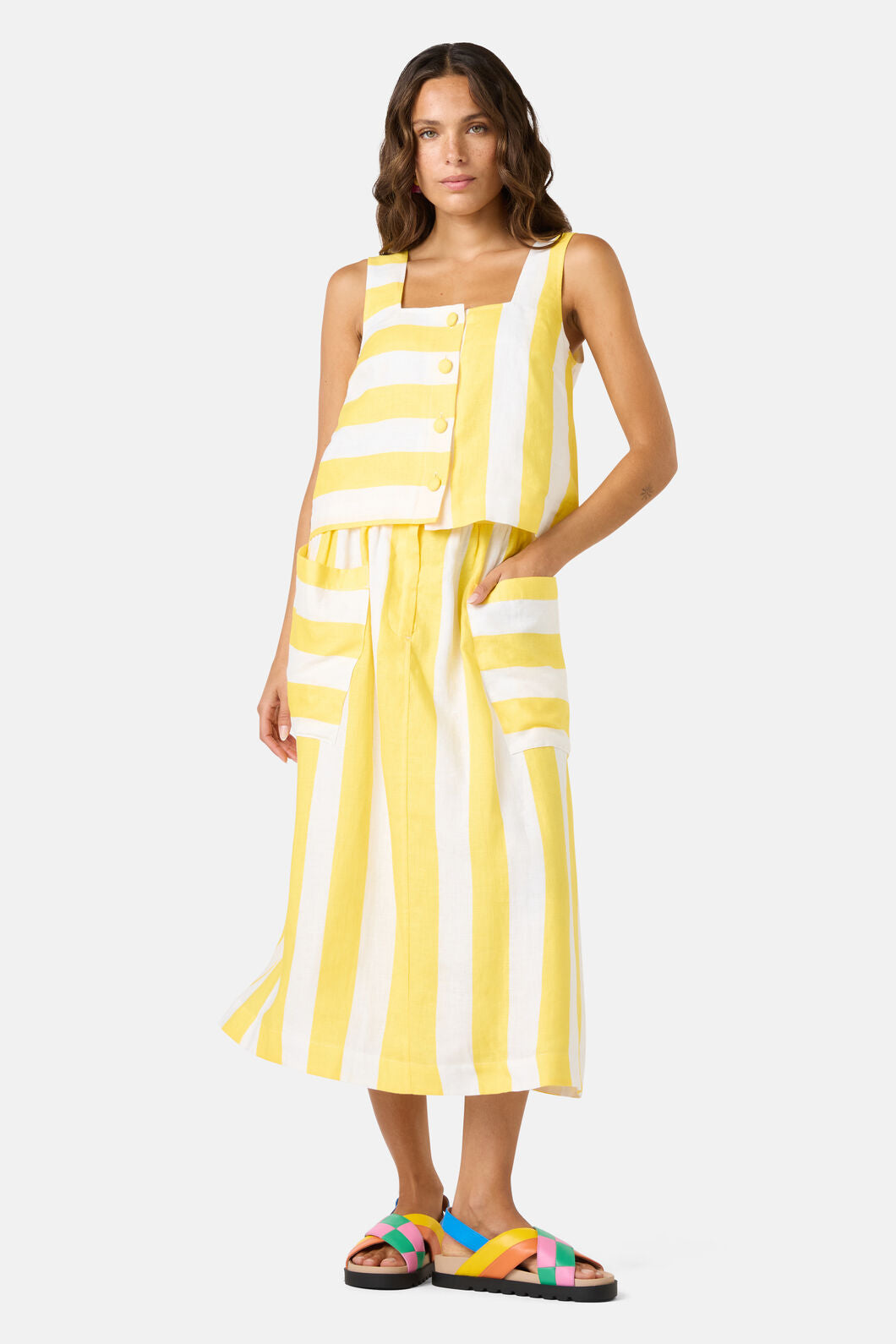Gorman - Amara Stripe Linen Tank - yellow