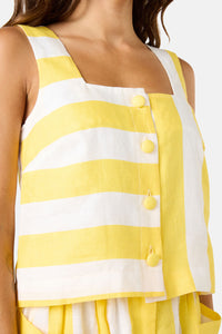 Gorman - Amara Stripe Linen Tank - yellow