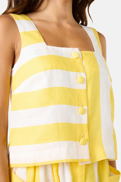 Gorman - Amara Stripe Linen Tank - yellow