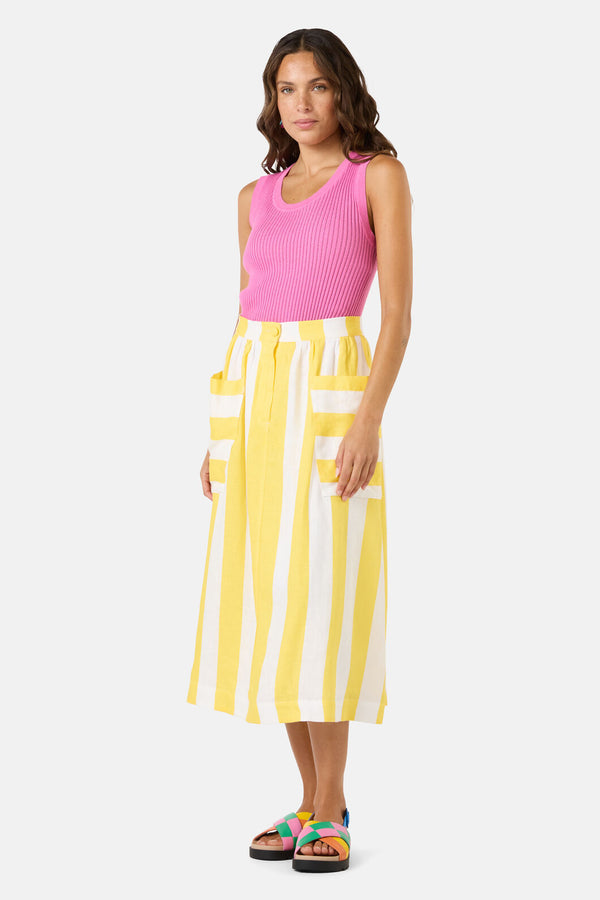 Gorman - Amara Stripe Linen Skirt - yellow