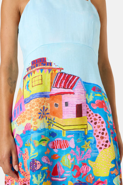 Gorman - Fish Ahoy Print Linen Dress - print