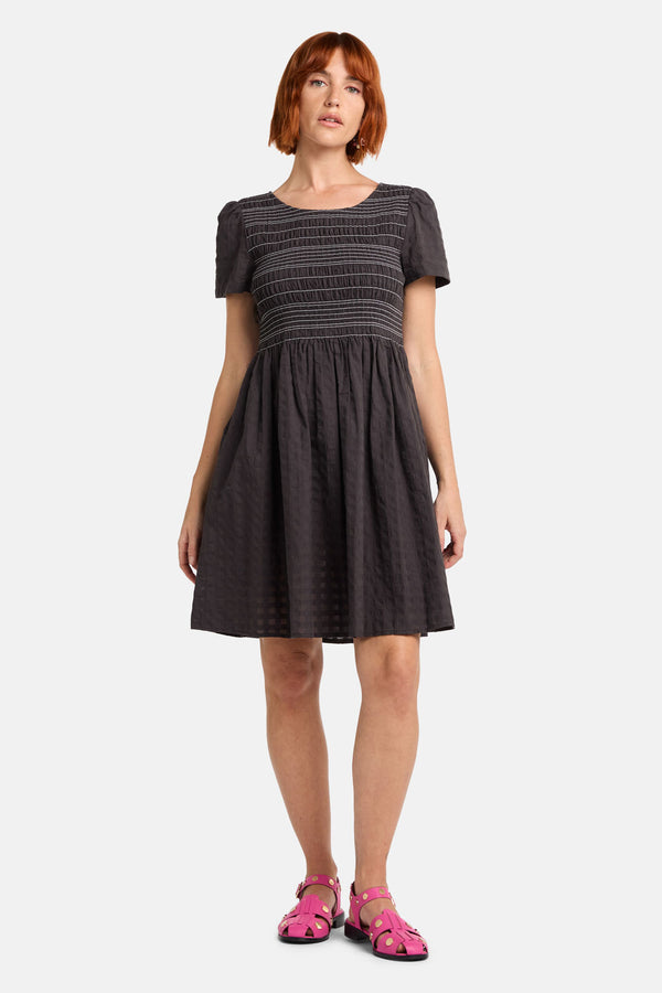 Gorman - Ready Check Shirring Dress - black
