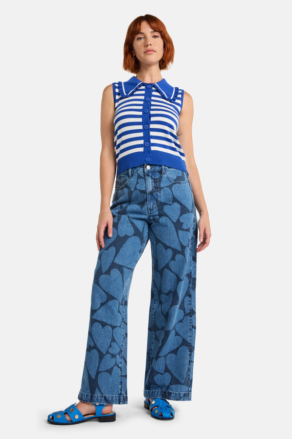 Gorman - Sailor Collar Knit Top - blue