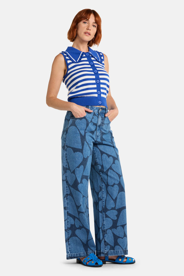 Gorman - Sailor Collar Knit Top - blue