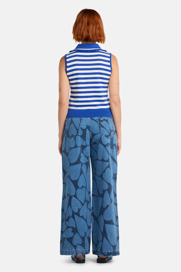 Gorman - Sailor Collar Knit Top - blue