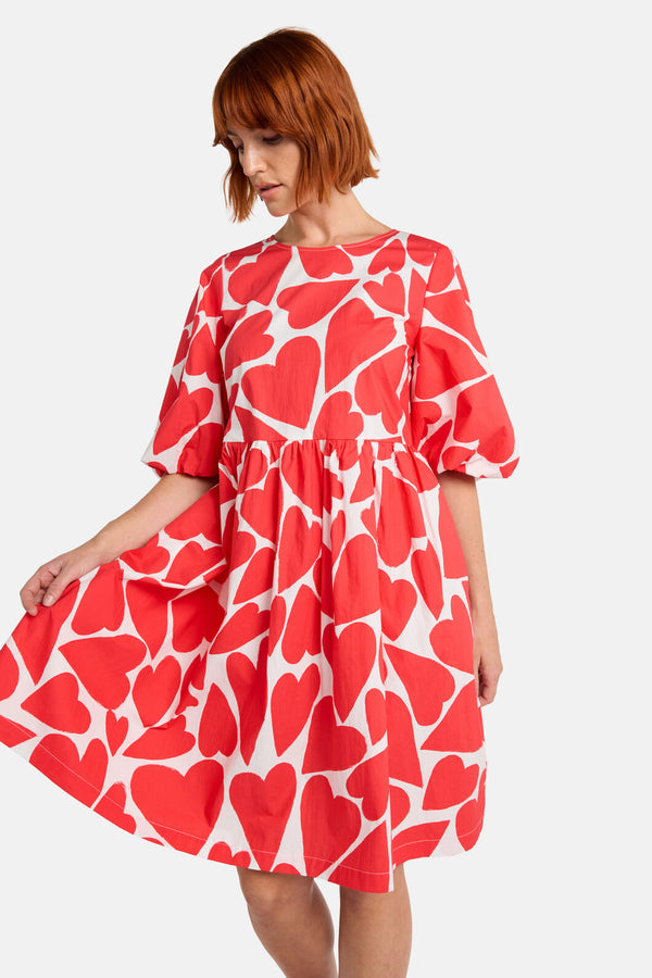 Gorman - Heartbeat Print Smock Dress - red