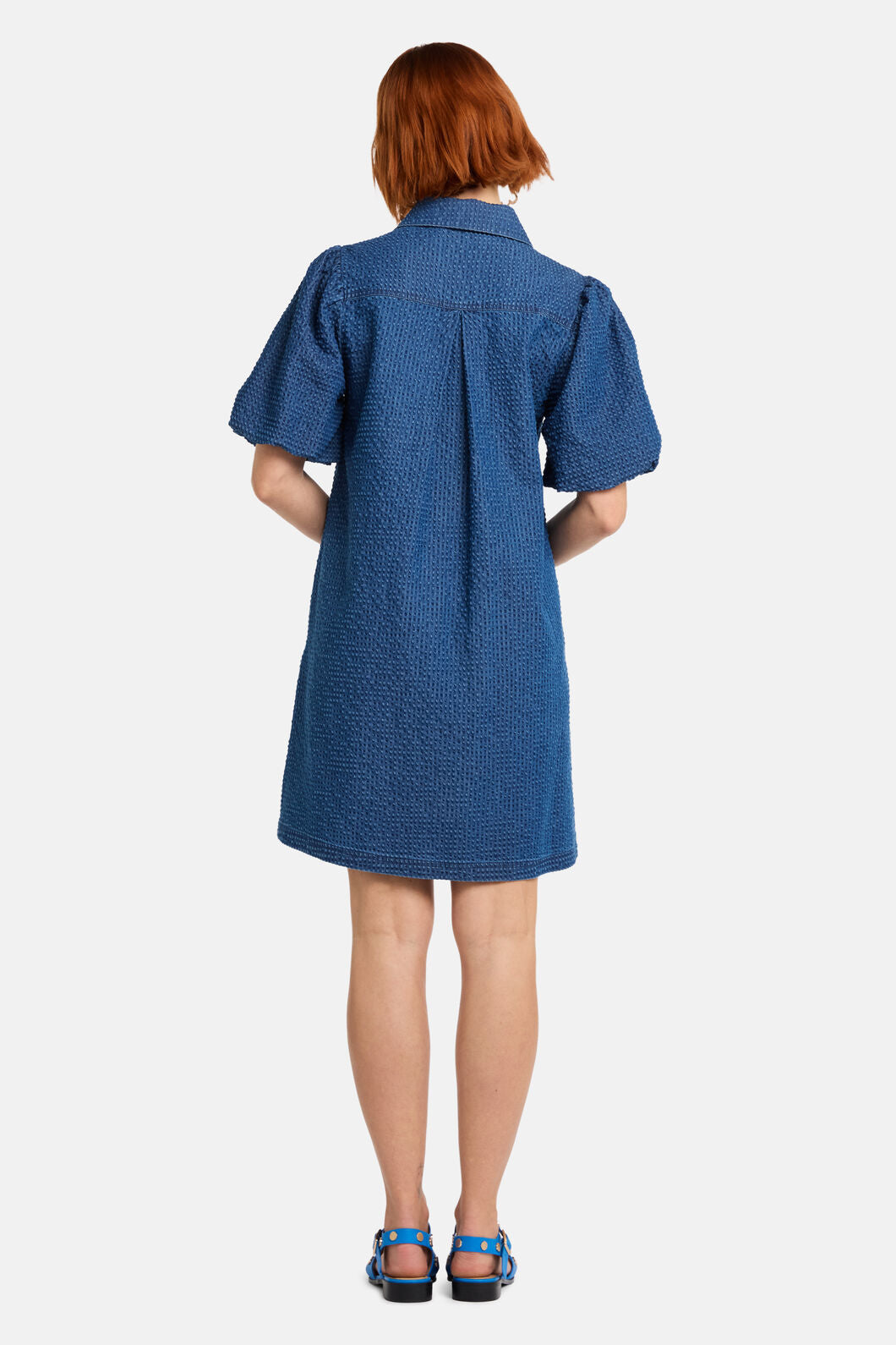 Gorman - Seersucker Denim Dress - mid-blue