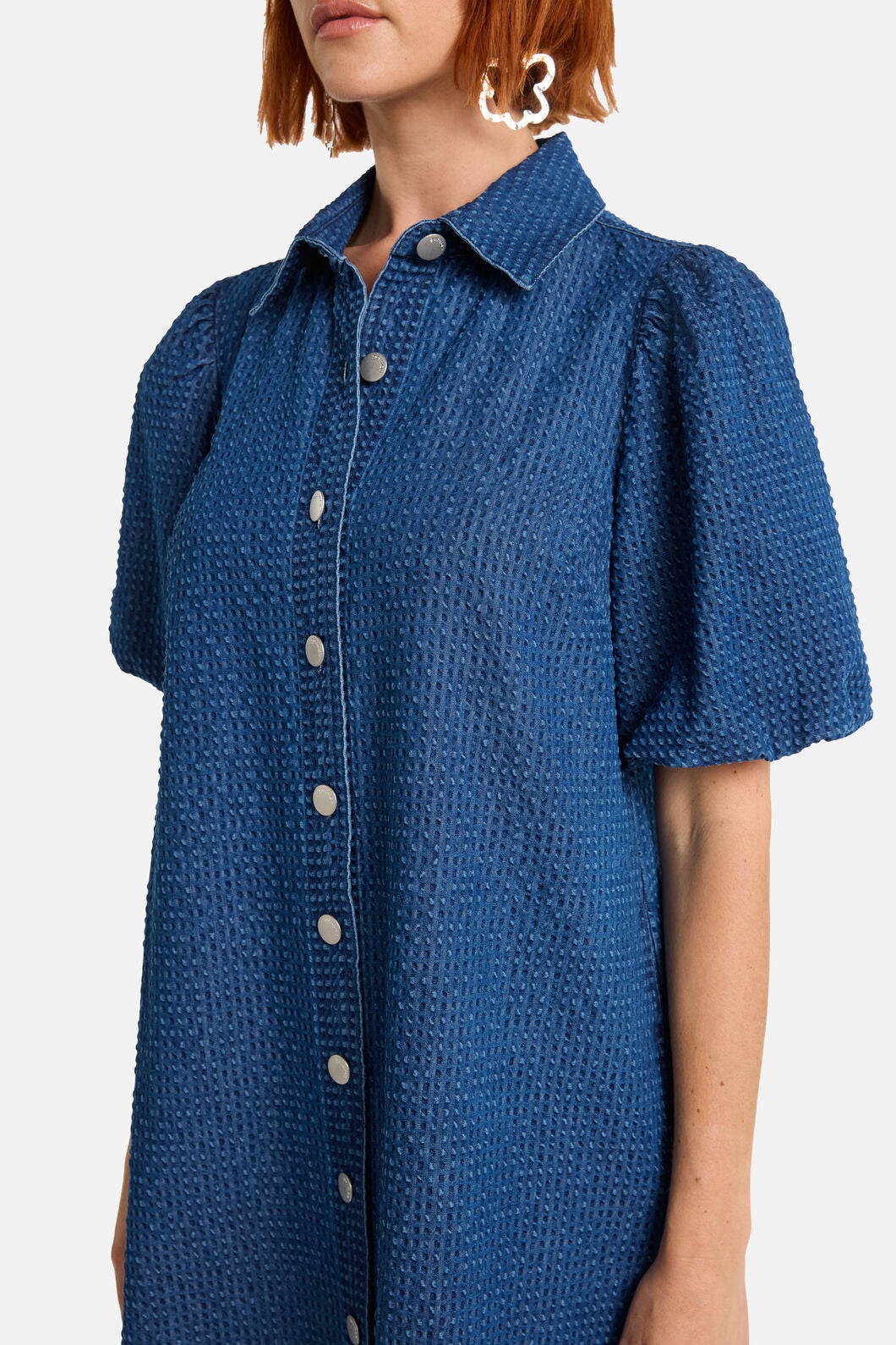 Gorman - Seersucker Denim Dress - mid-blue