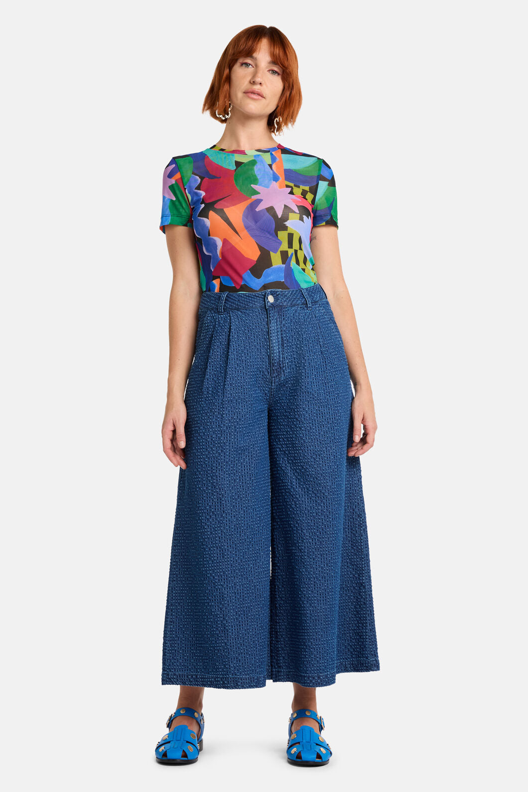 Gorman - Seersucker Denim Skort - mid-blue