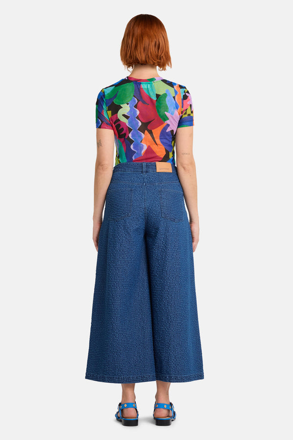 Gorman - Seersucker Denim Skort - mid-blue