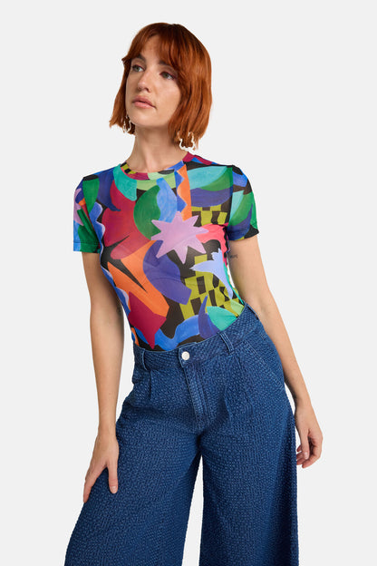 Gorman - Tangled Tropic Mesh Top - print