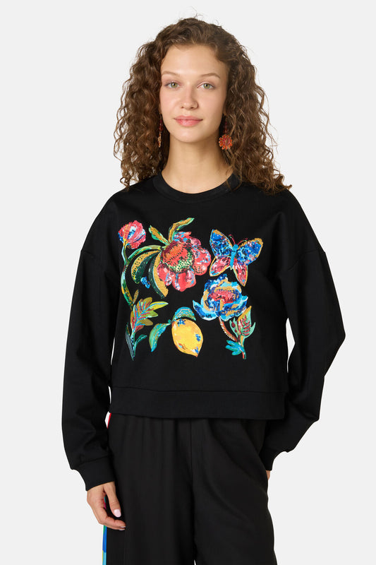 Gorman - Floral Symphony Embroidered Sweater - black