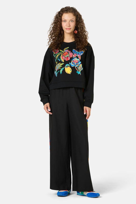 Gorman - Floral Symphony Embroidered Sweater - black