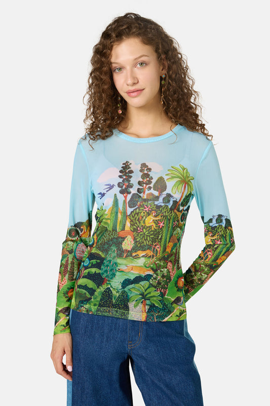 Gorman - Royal Garden Mesh Top - print