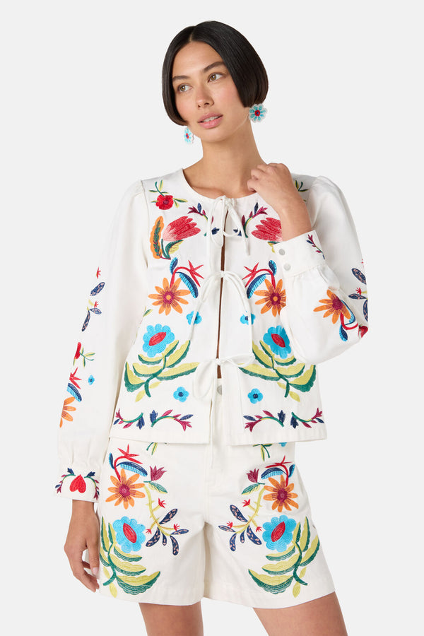 Gorman - Little Things Denim Tie Jacket - cream
