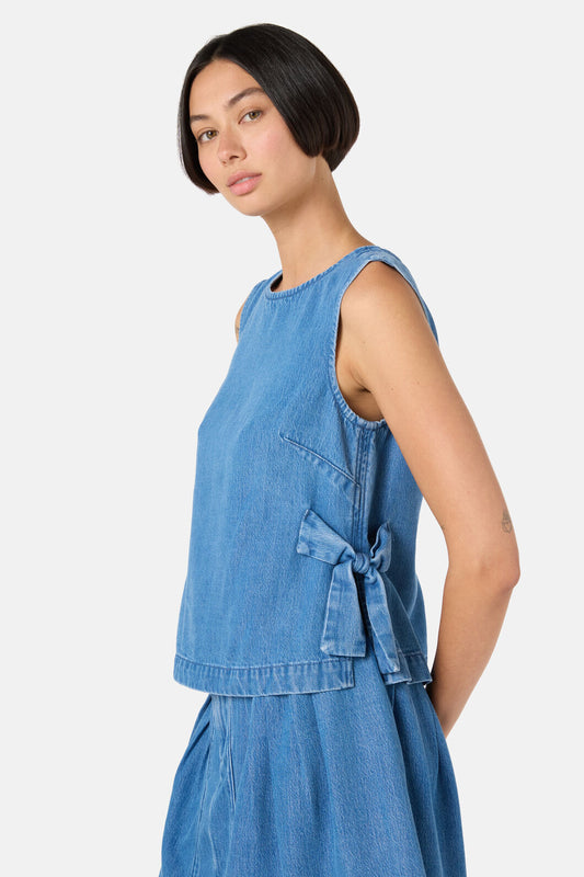 Gorman - Bowtiful Denim Tank - mid-blue