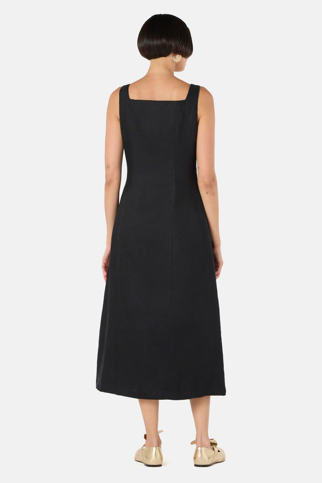 Gorman - The Column Linen Plain Dress - black