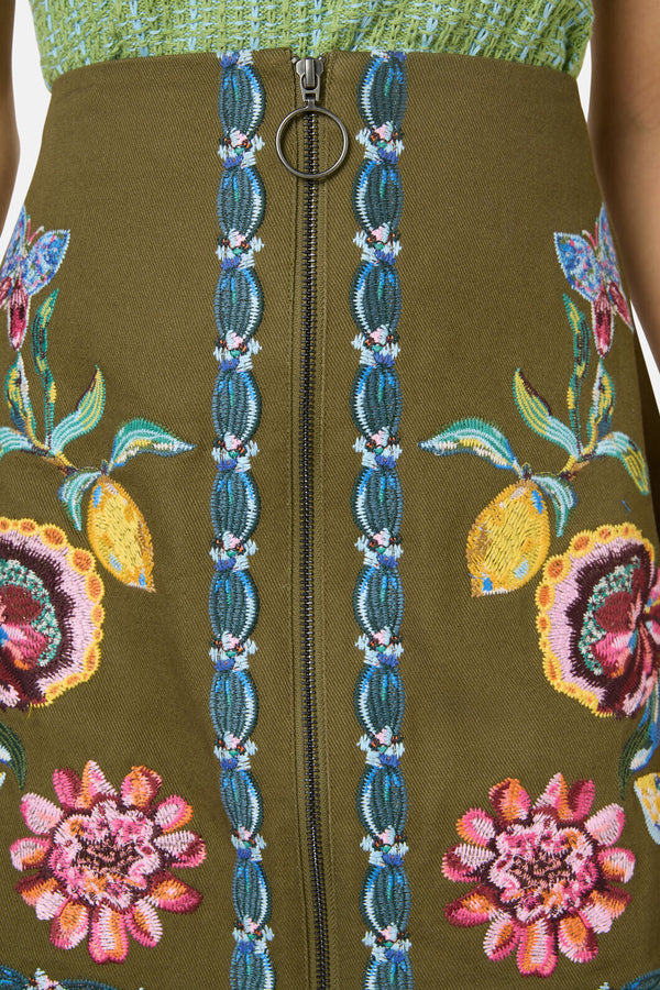 Gorman - Floral Symphony Mini Skirt - khaki