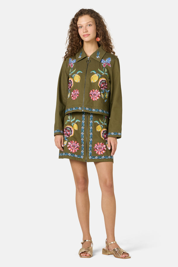 Gorman - Floral Symphony Mini Skirt - khaki