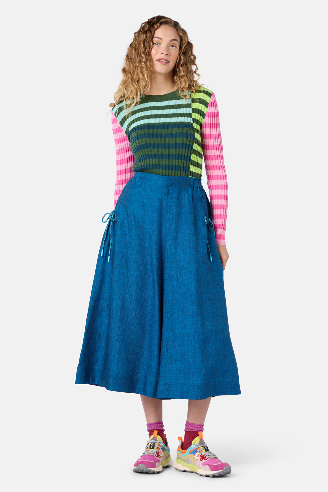 Gorman - Side Knot Shot Linen Skort - navy