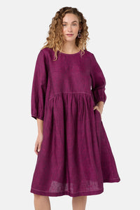 Gorman - Top Stitch Shot Linen Dress - pink