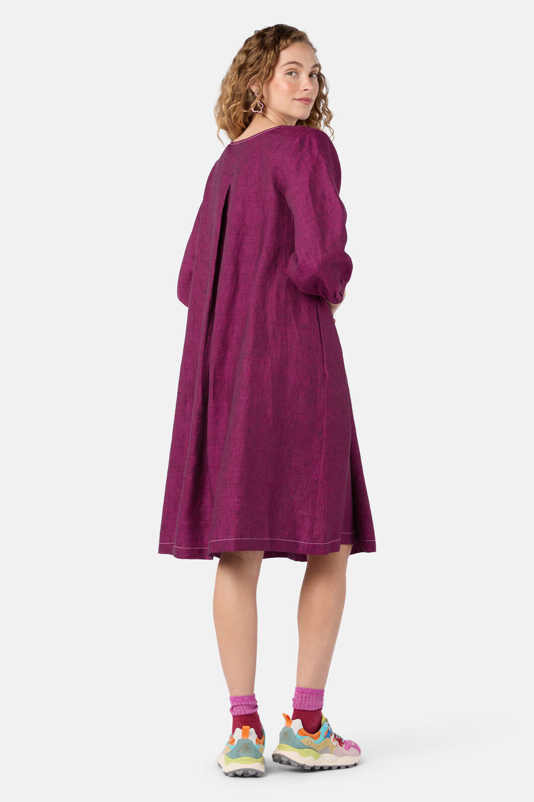 Gorman - Top Stitch Shot Linen Dress - pink