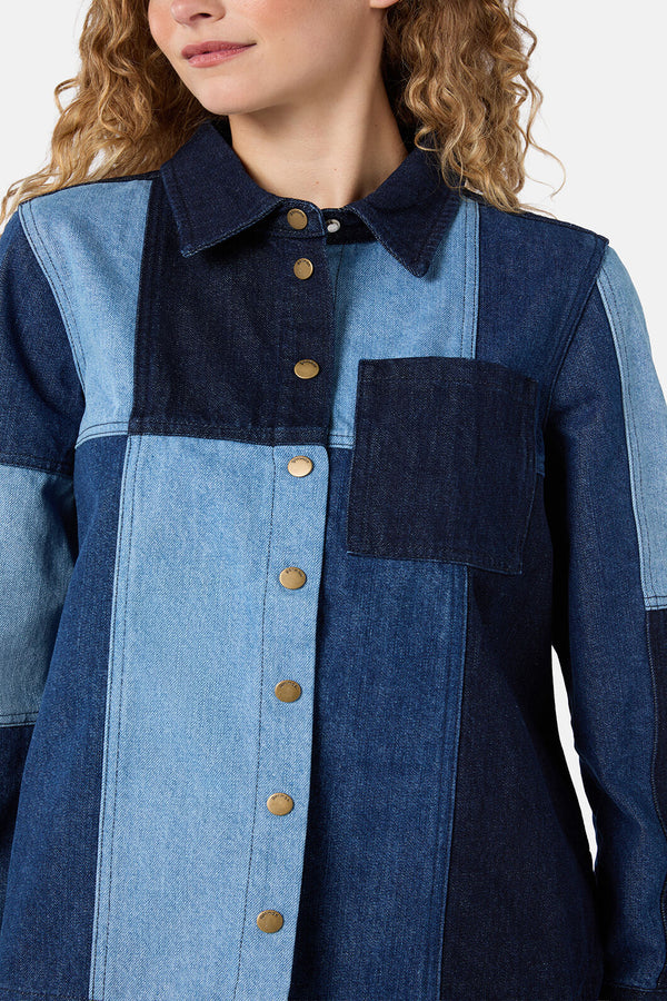 Gorman - Puzzle Spliced Denim Shirt - denim