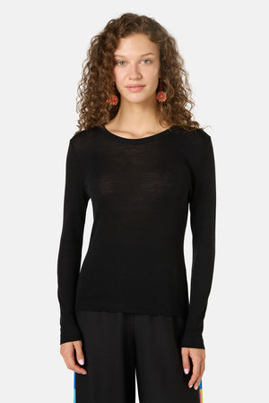 Gorman - Merino Wool Crew Neck Top - black