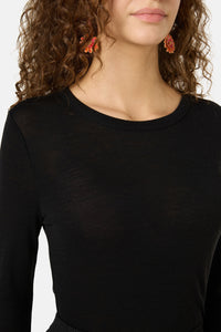 Gorman - Merino Wool Crew Neck Top - black