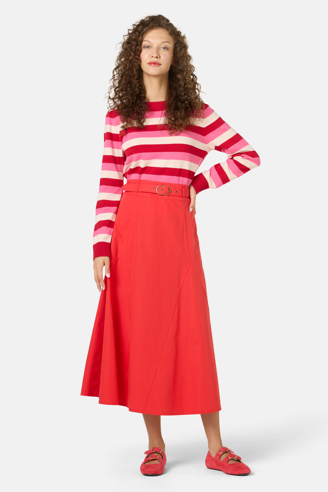 Gorman - Peony Midi Cotton Skirt - red