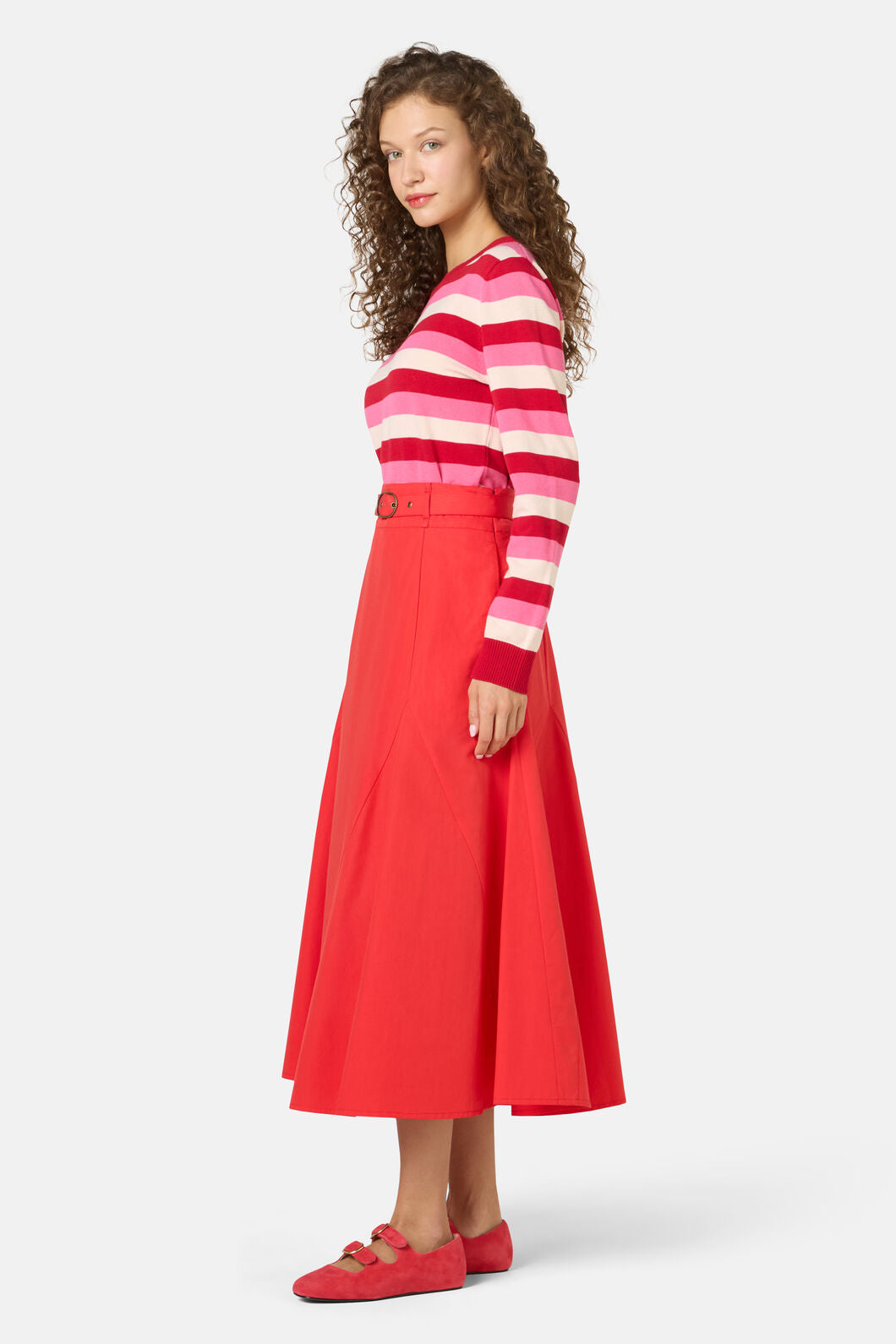 Gorman - Peony Midi Cotton Skirt - red