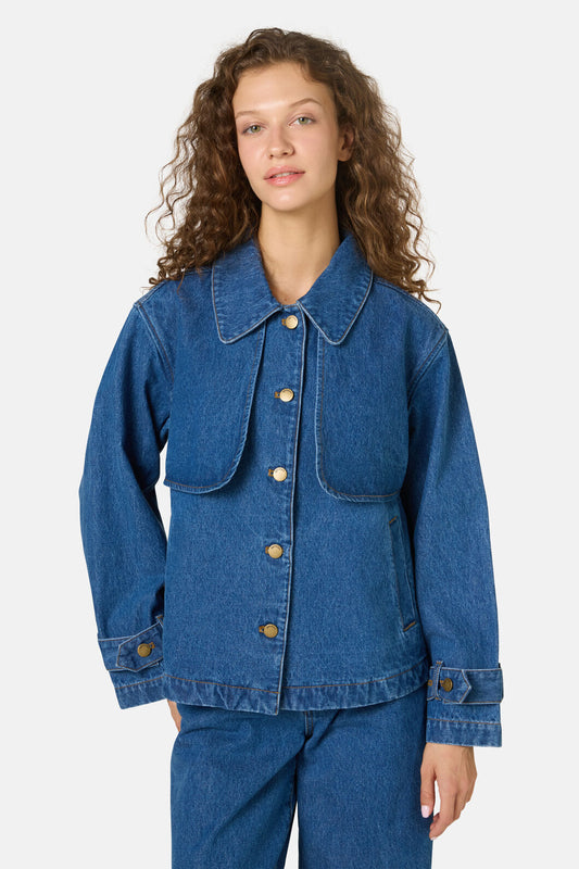 Gorman - Margaux Cropped Denim Jacket - mid-blue