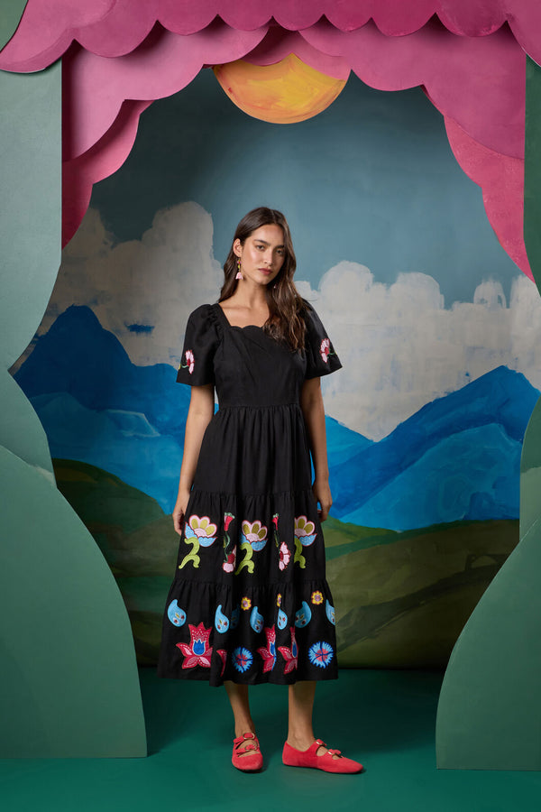 Gorman - Paisley Parade Tiered Dress - black