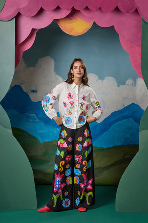 Gorman - Paisley Parade Print Pant - black