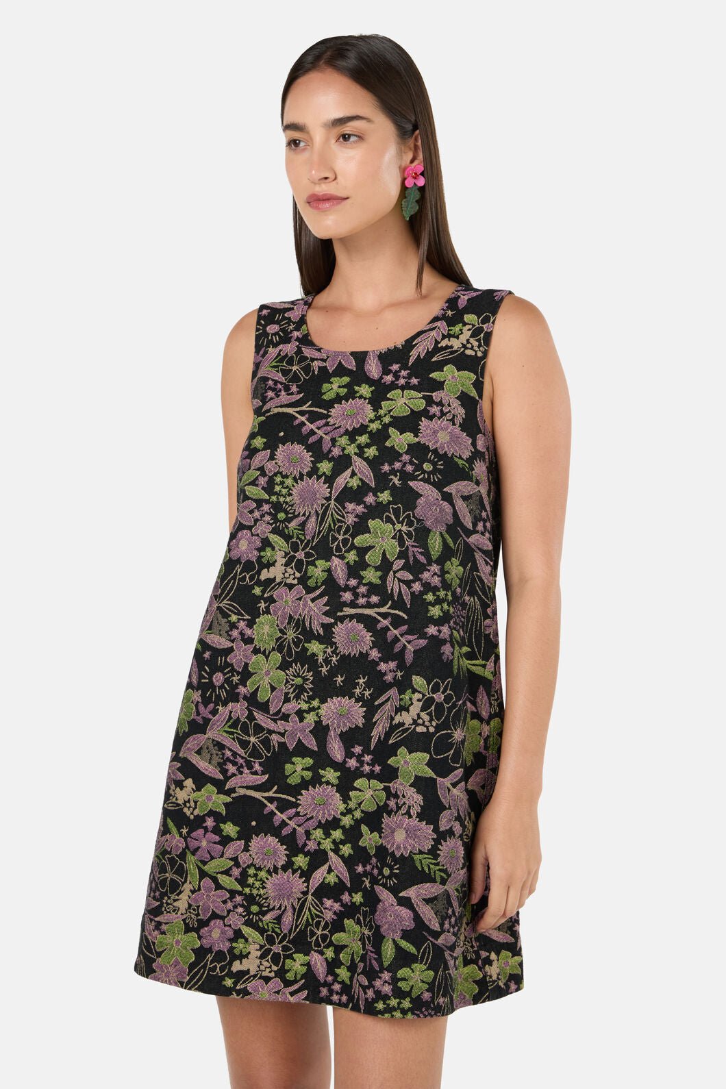 Gorman - Floral Flight Denim Mini Dress - black