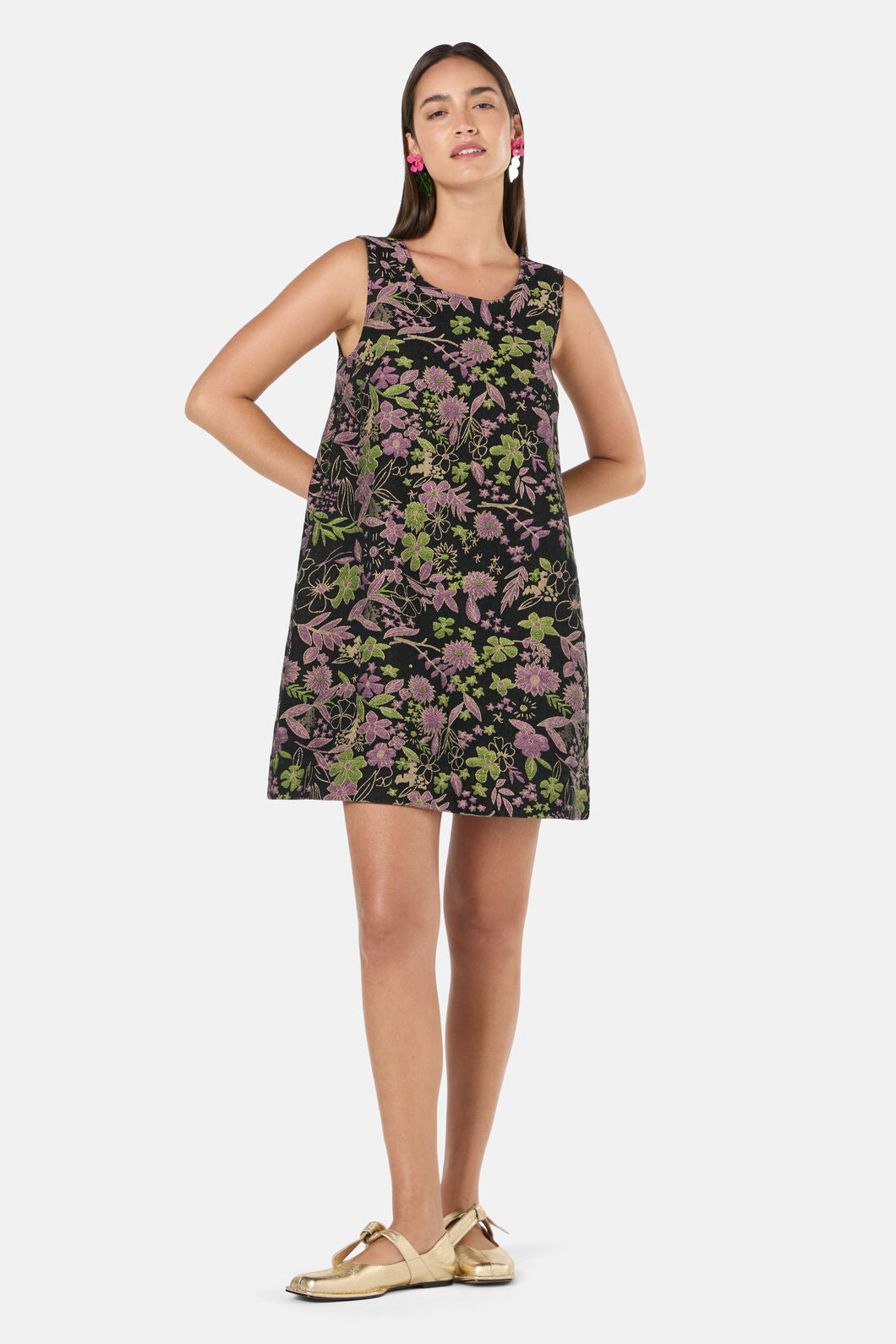 Gorman - Floral Flight Denim Mini Dress - black