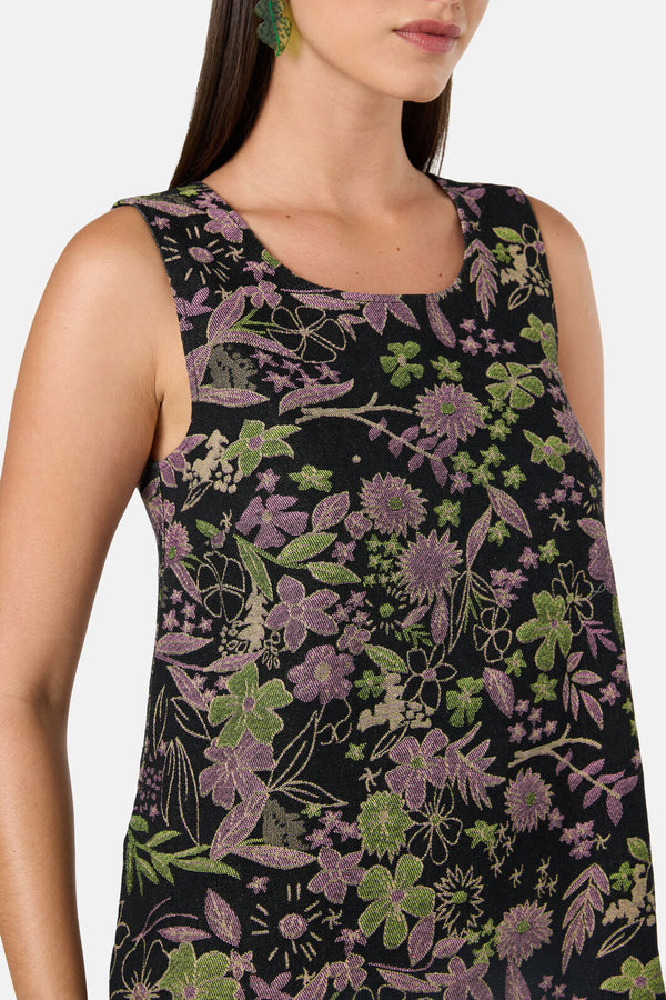 Gorman - Floral Flight Denim Mini Dress - black