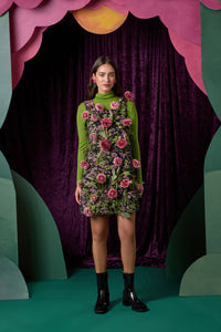 Gorman - Floral Flight Denim Mini Dress - black